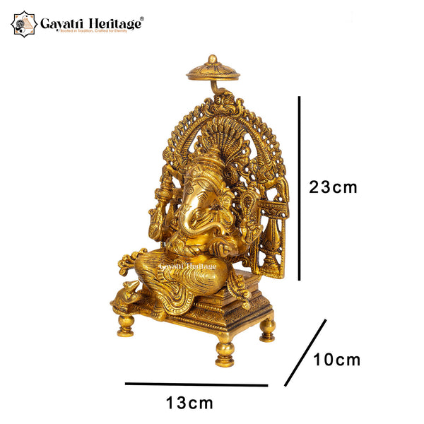 Brass Superfine Singhasan Ganesha Idol – Divine Royalty and Spiritual Grace | Gayatri Heritage