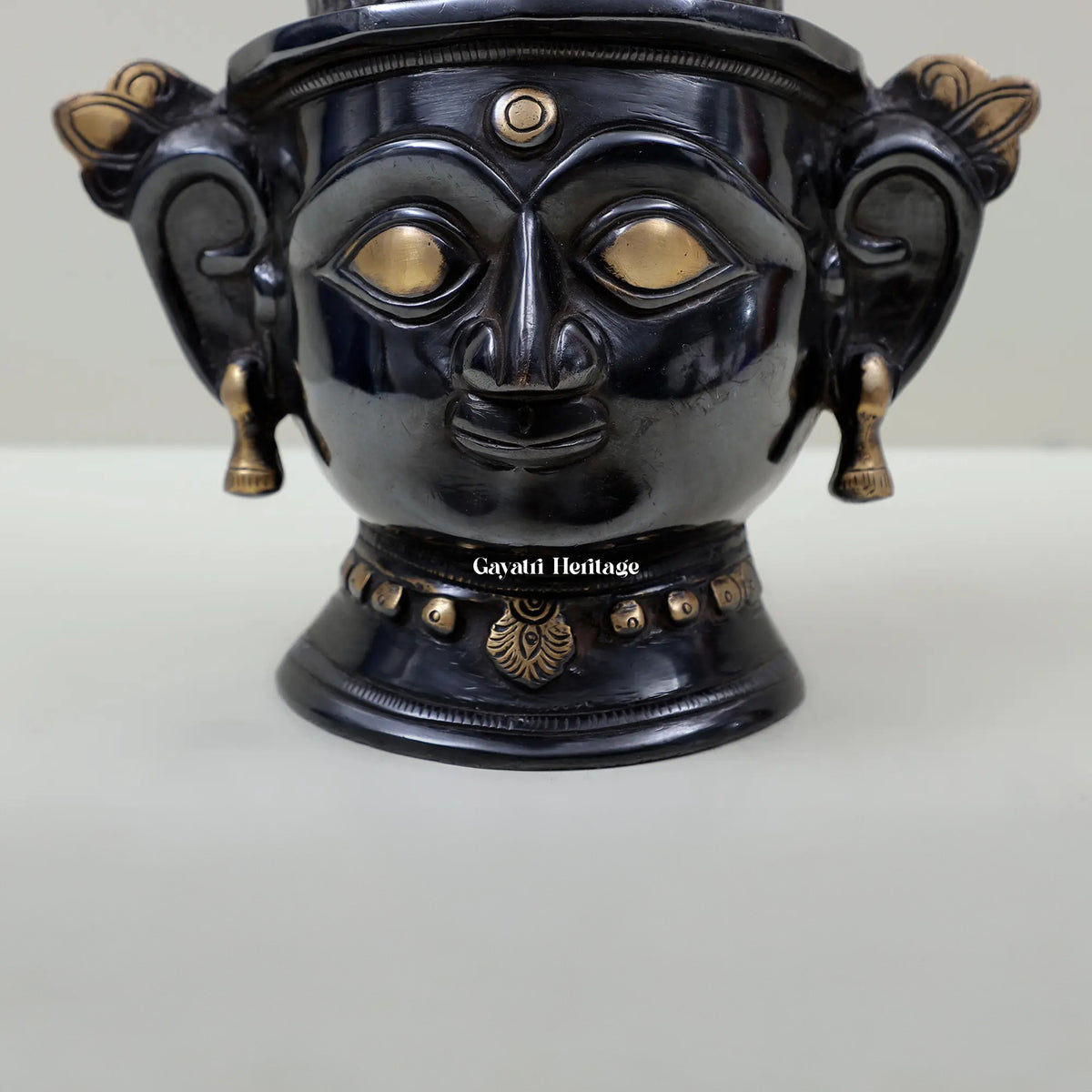 Brass Shiva Parvati Head – Sacred Devotional Sculpture | Gayatri Heritage