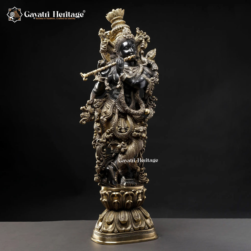 Brass Krishna Statue – Divine Black Elegance | Gayatri Heritage