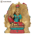 Brass Trimurti Head with Stone Work – Divine Trinity Decor