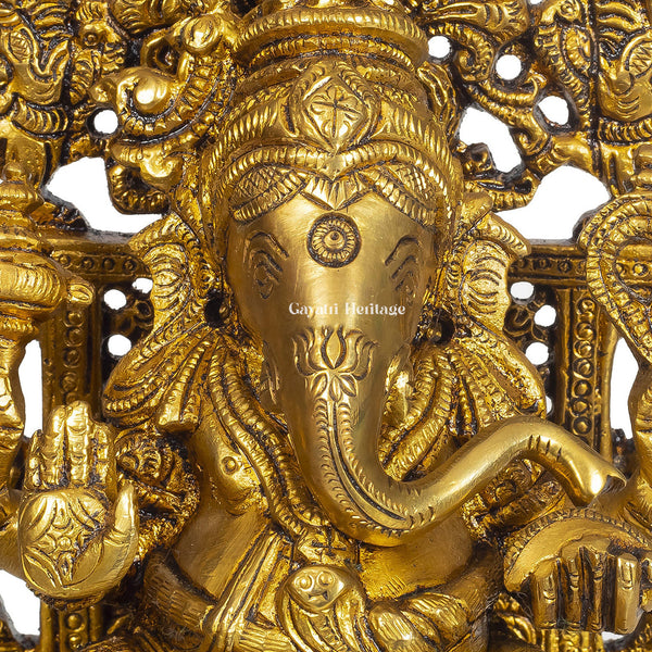 Brass Superfine Singhasan Ganesha Idol – Divine Royalty and Spiritual Grace | Gayatri Heritage