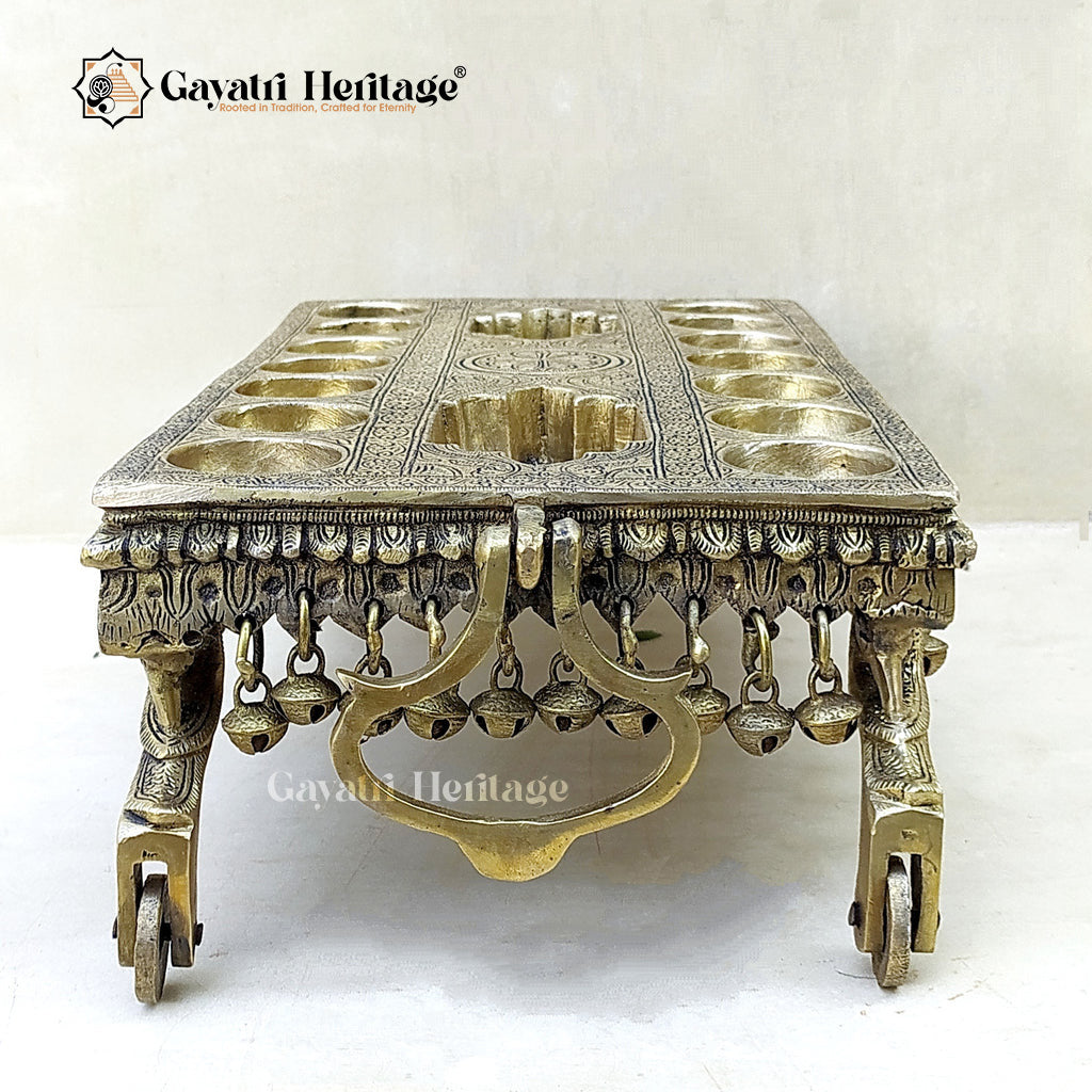 Brass Pallanguzhi – South Indian Game with Wheel Base | Gayatri Heritage