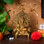 Brass Superfine Singhasan Ganesha Idol – Divine Royalty and Spiritual Grace | Gayatri Heritage