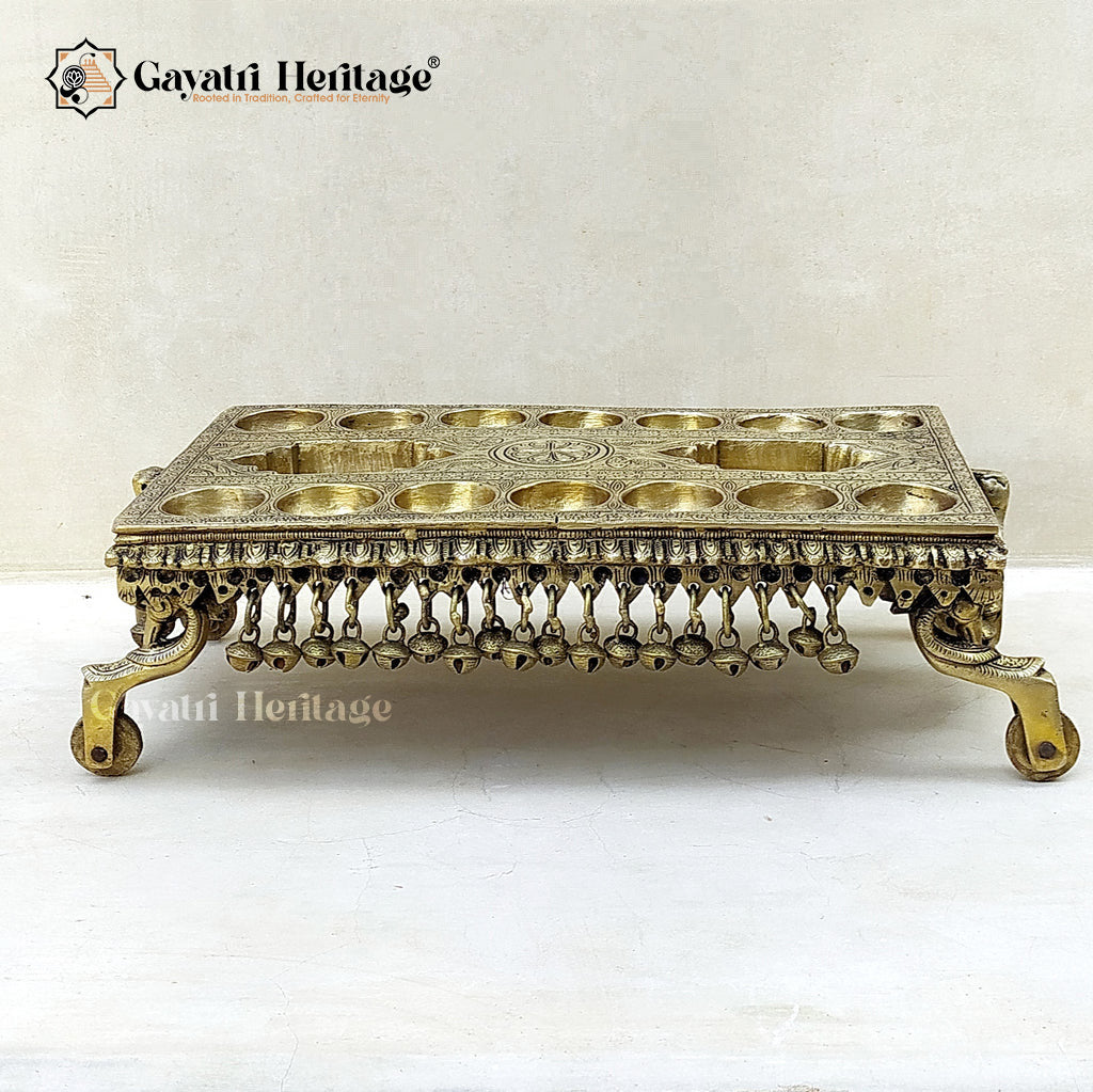 Brass Pallanguzhi – South Indian Game with Wheel Base | Gayatri Heritage