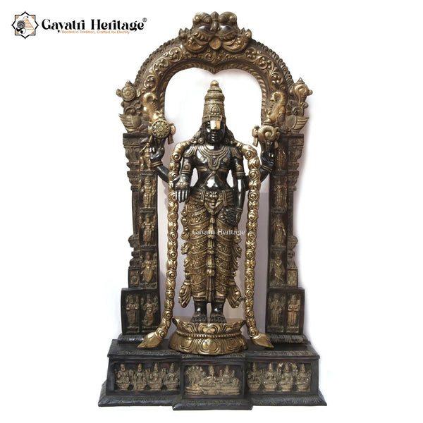 Brass Big Size Tirupati Balaji Statue with Prabhavali – Divine Glory in Brass | Gayatri Heritage