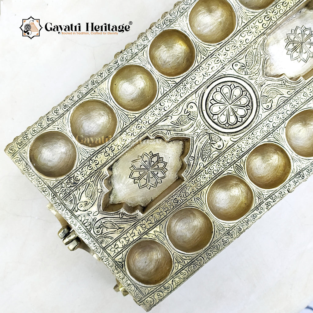 Brass Pallanguzhi – South Indian Game with Wheel Base | Gayatri Heritage