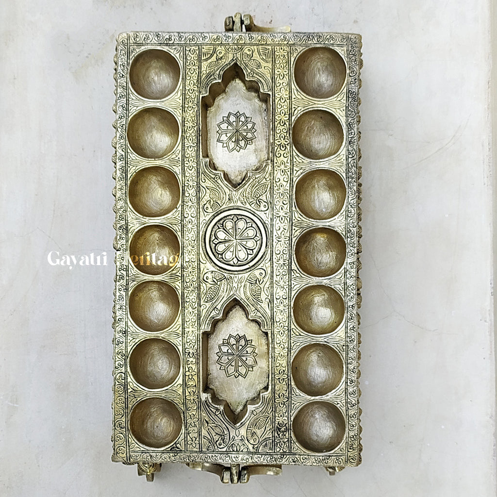 Brass Pallanguzhi – South Indian Game with Wheel Base | Gayatri Heritage
