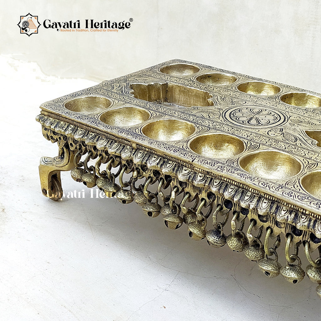 Brass Pallanguzhi – South Indian Game with Wheel Base | Gayatri Heritage