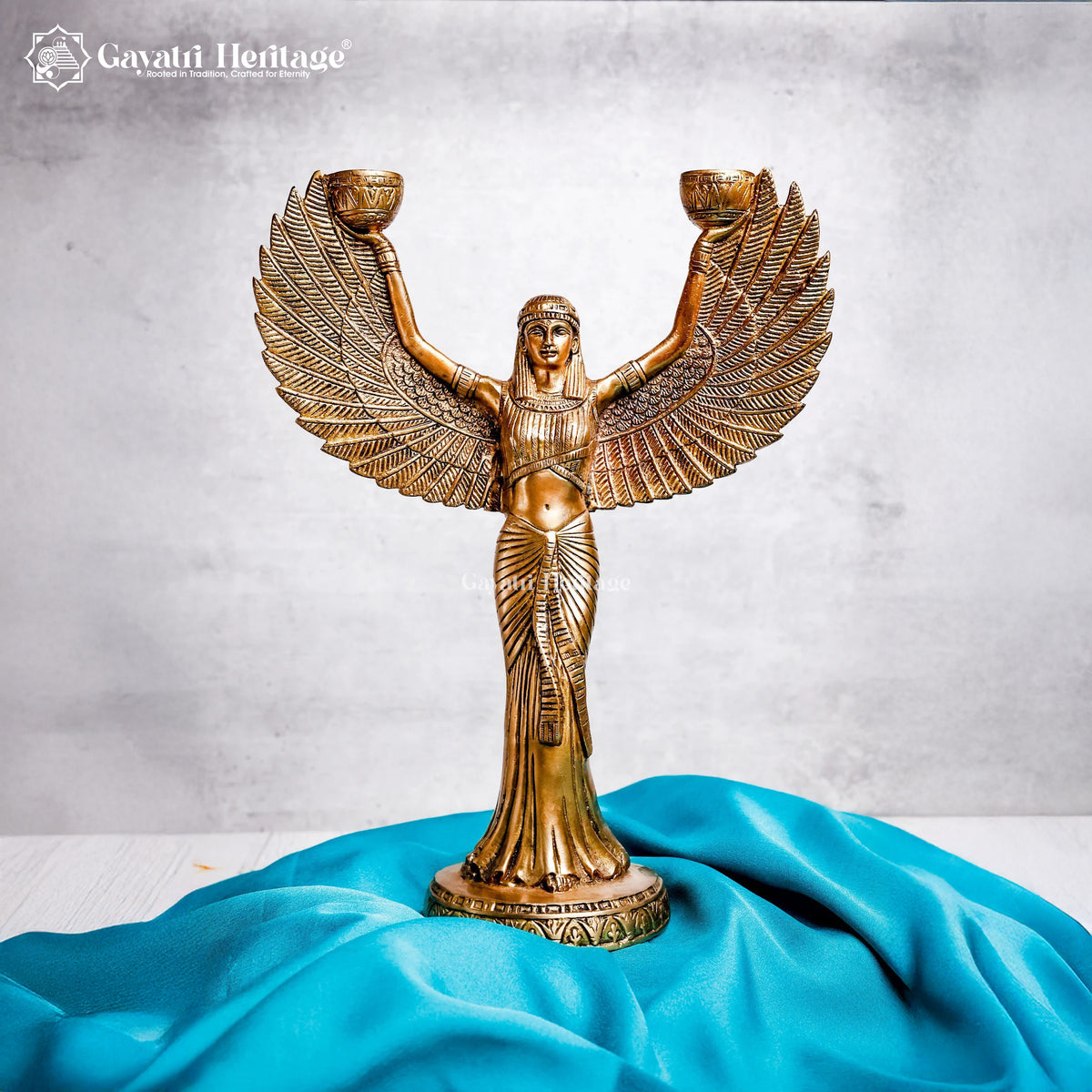 Brass Egyptian Isis Candle Stand – Mystical Home Decor | Gayatri Heritage