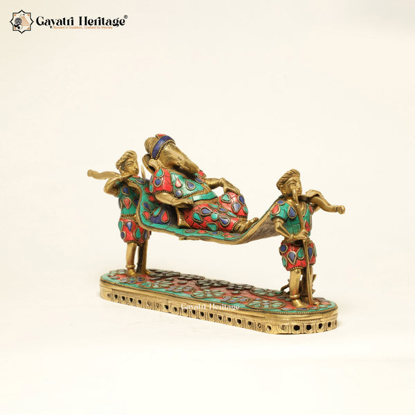 Brass Palki Ganesha – Stone Work Decorative Art | Gayatri Heritage