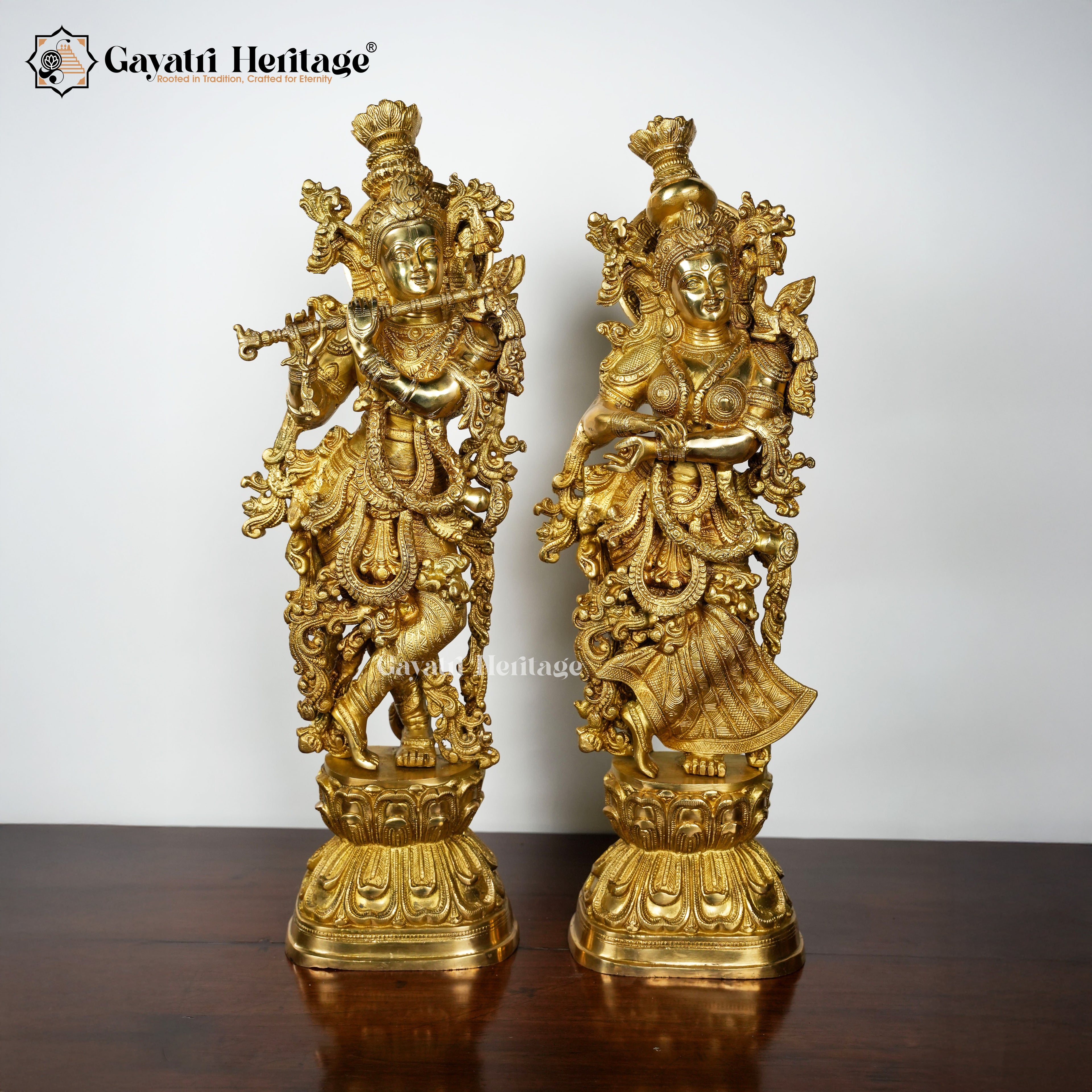 Brass Radha Krishna Set in Antique Finish – Divine Decor | Gayatri Heritage