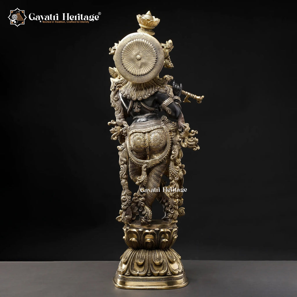 Brass Krishna Statue – Divine Black Elegance | Gayatri Heritage