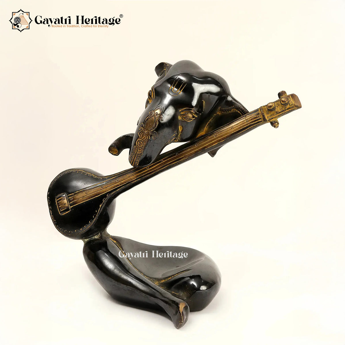Brass Sitar Vinayagar Idol – Musical Ganesha for Decor and Worship | Gayatri Heritage