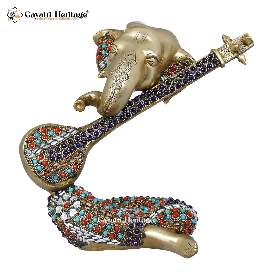 Brass Guitar Ganesha Idol – Musician Ganesha for Home Decor | Gayatri Heritage