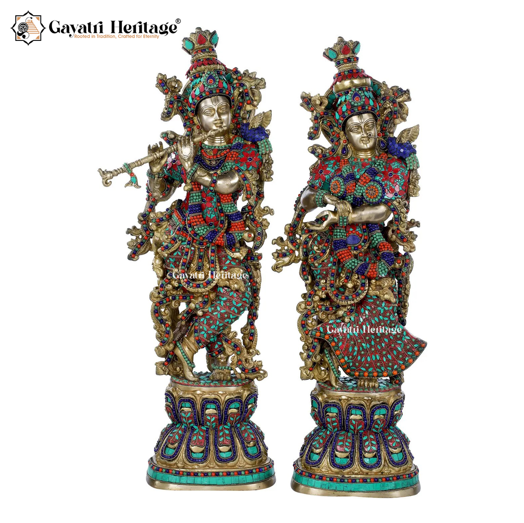 Brass Radha Krishna Statue Pair – Divine Love & Unity Idol