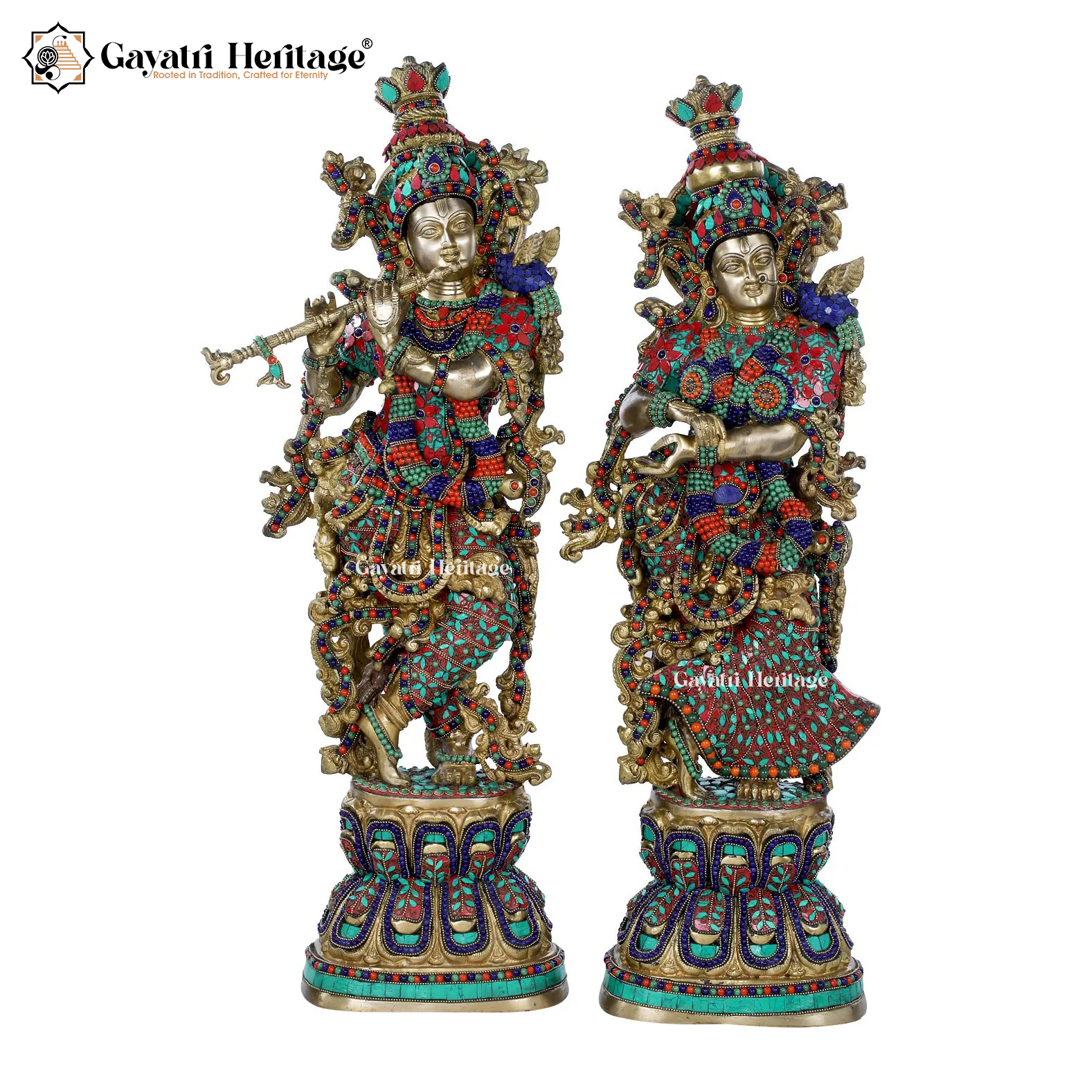 Brass Radha Krishna Statue Pair – Divine Love & Unity Idol