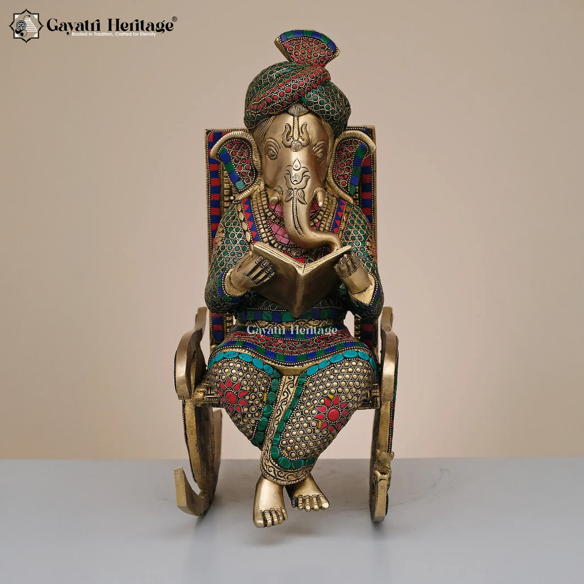 Brass Vinayagar Reading Book – Divine Study Decor Idol | Gayatri Heritage