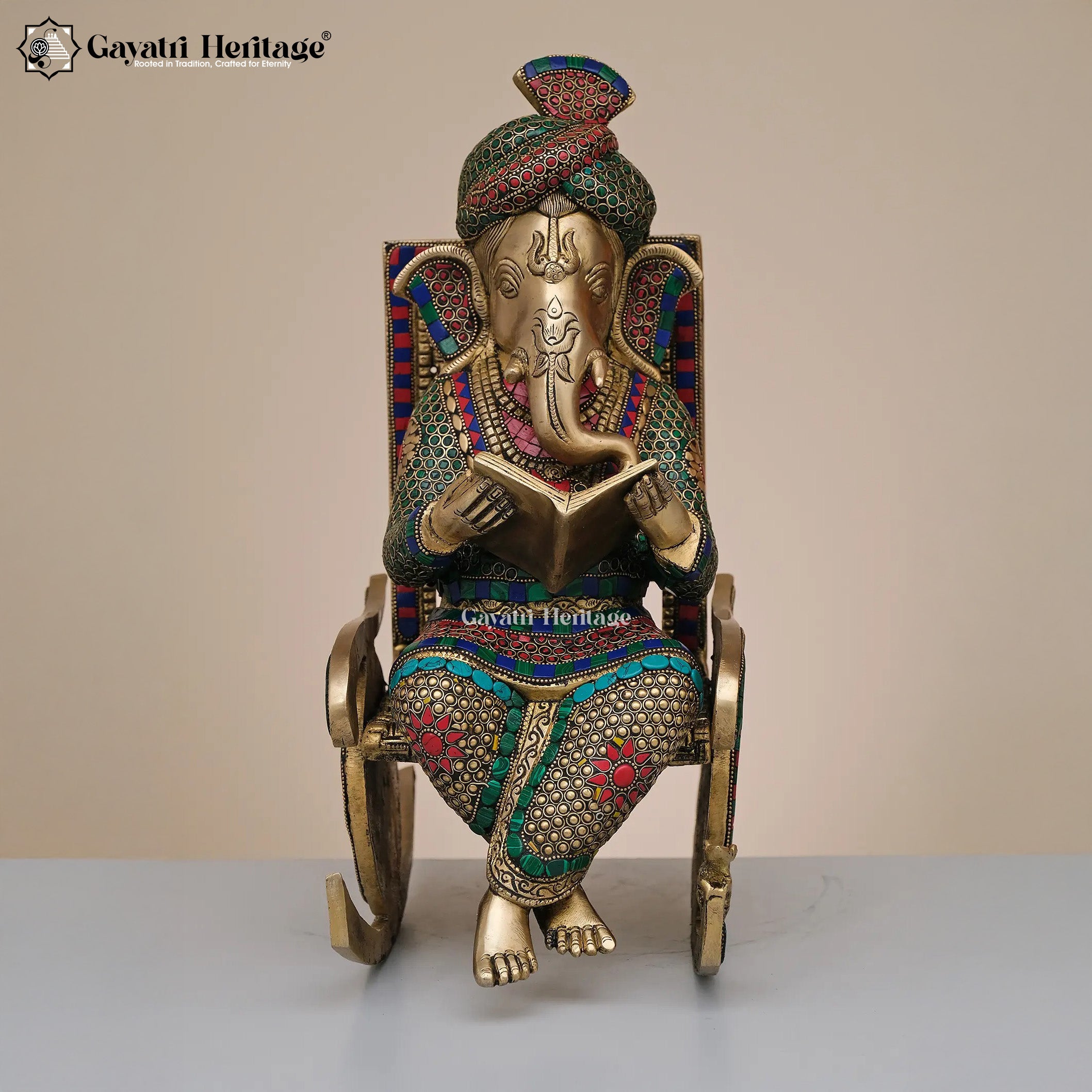 Brass Vinayagar Reading Book – Divine Study Decor Idol | Gayatri Heritage