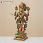 Brass Krishna with Stone Work – Divine Beauty in Intricate Craftsmanship
