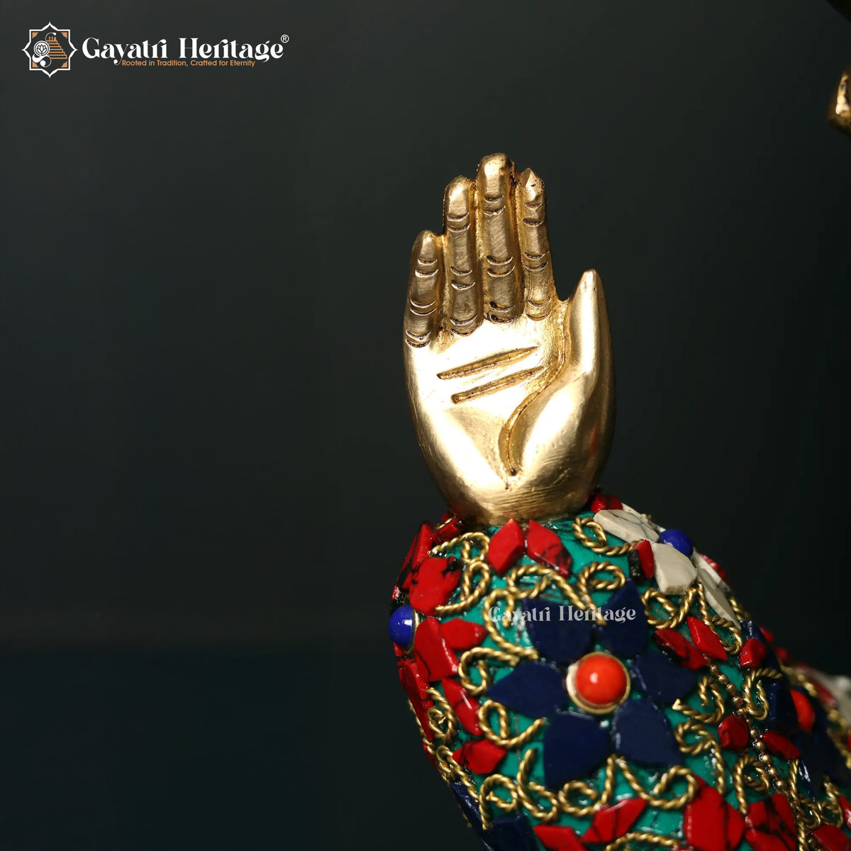 Brass Hawai Vinayagar – Premium Stone Art Ganesha Idol | Gayatri Heritage
