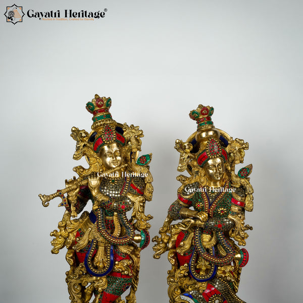 Brass Beautiful Radha Krishna Couple Pair – Divine Love Idol | Gayatri Heritage