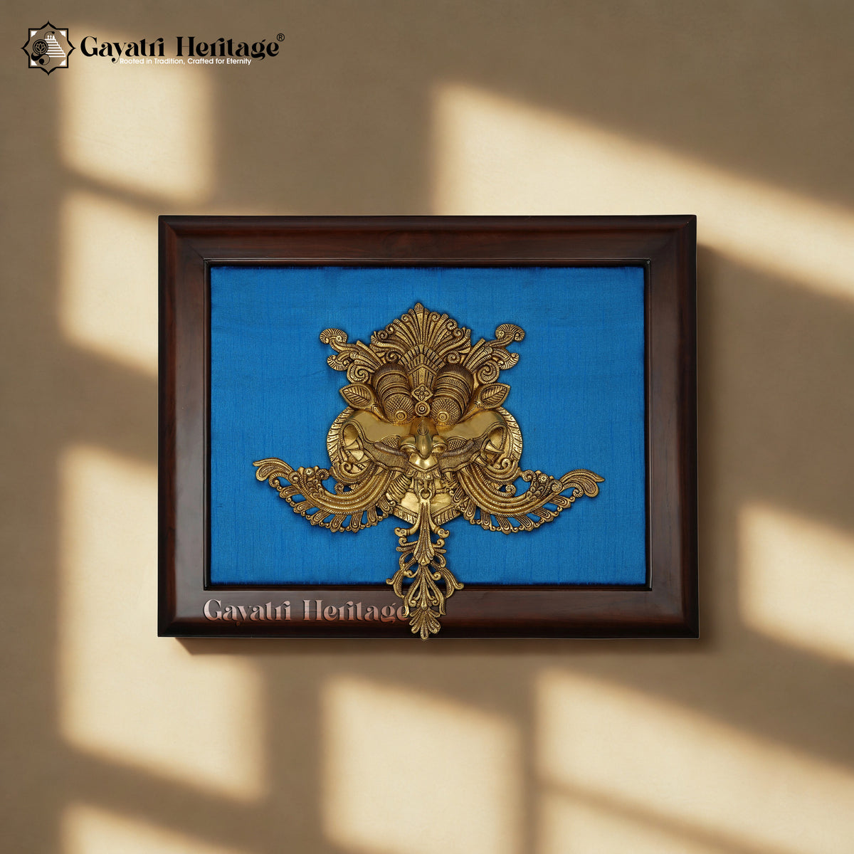 Kirtimukha Brass Wall Art – Framed Vastu Protector | Gayatri Heritage