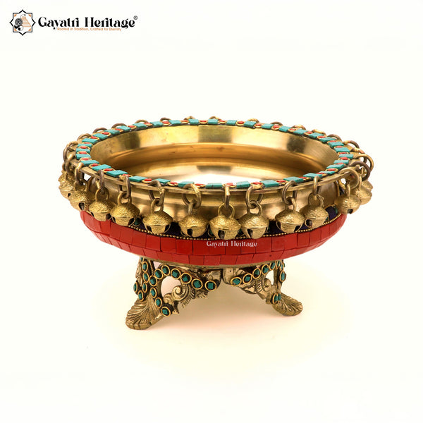 Brass Urli 8" in Stonework – Traditional Decor | Gayatri Heritage