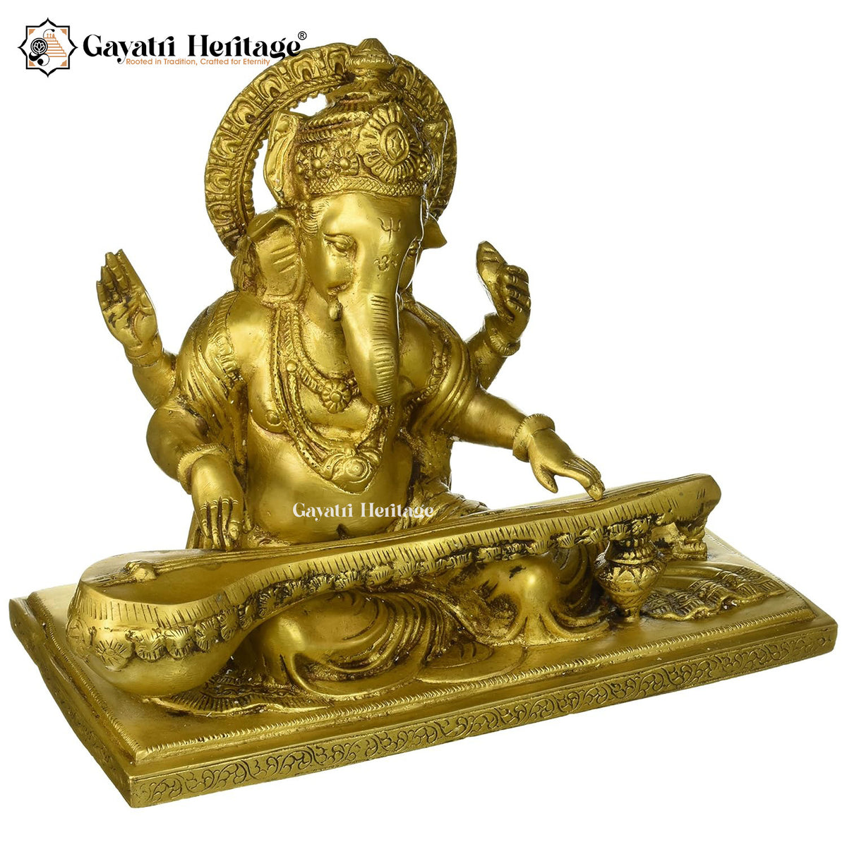Brass Sitar Ganesha – Divine Musical Ganesha Idol | Gayatri Heritage