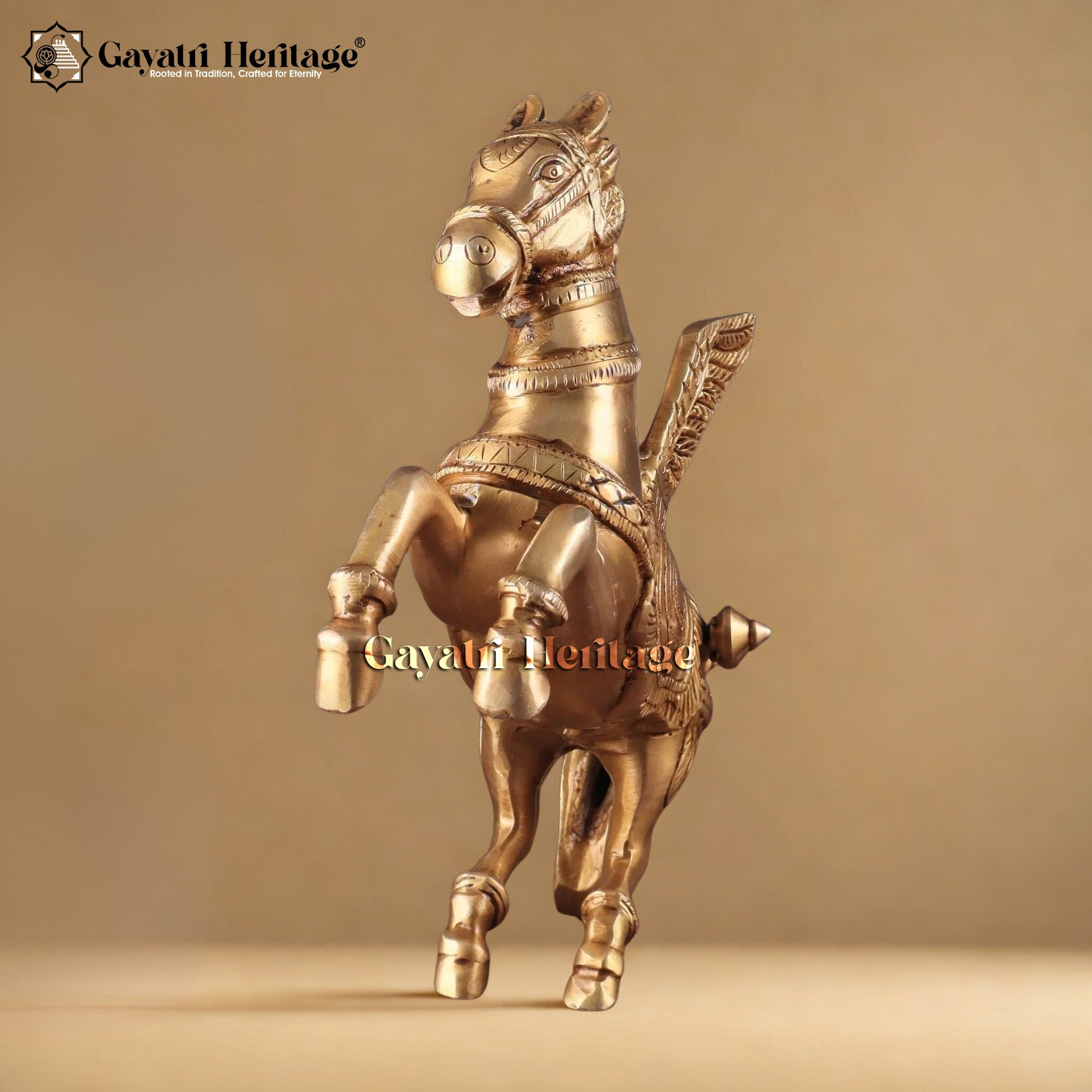 Brass Flying Horse with Wings – Majestic Decorative Statue | Gayatri Heritage