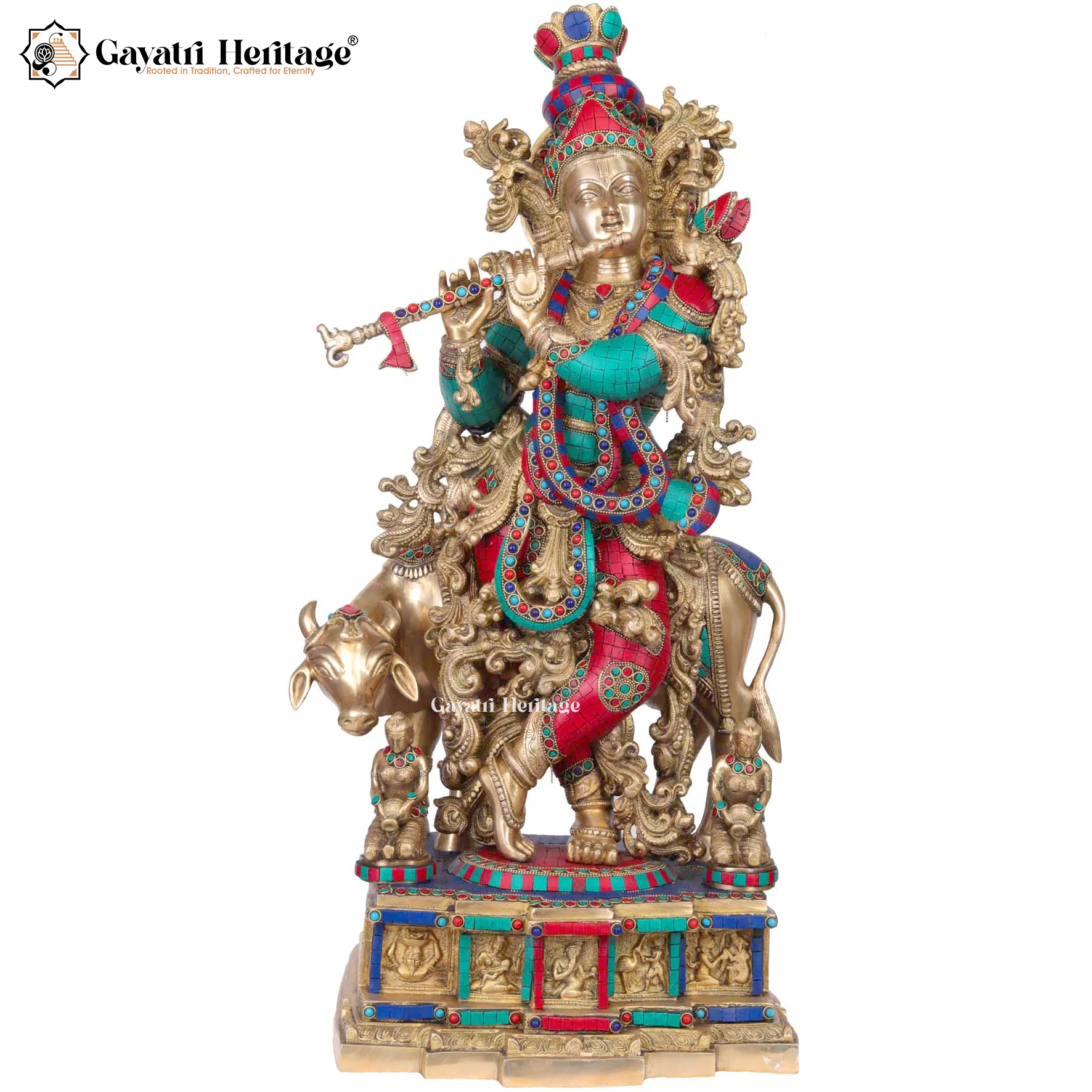 Brass Krishna Statue – Divine Flute Player Idol