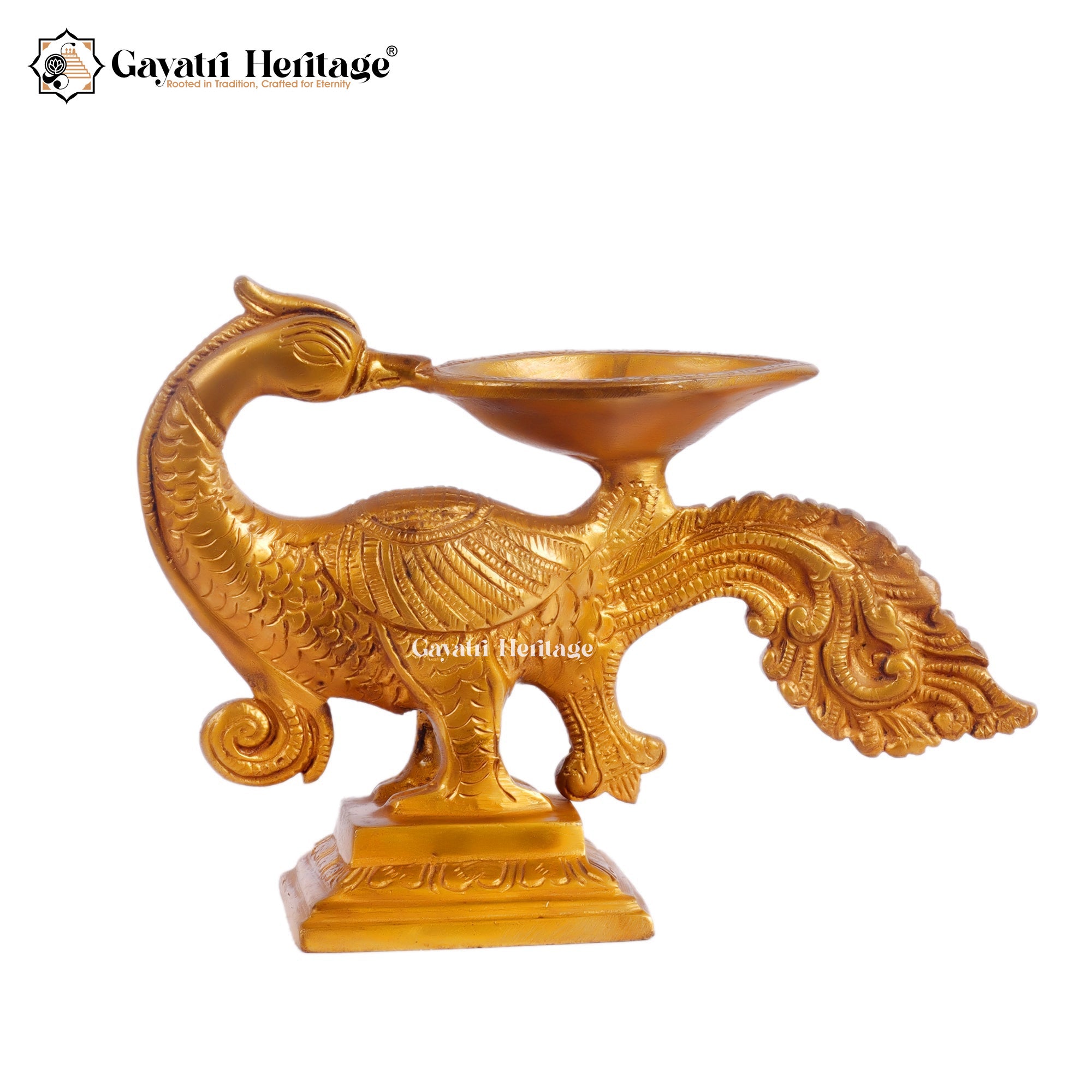 Brass Peacock Diya – Elegant Lighting Decor | Gayatri Heritage