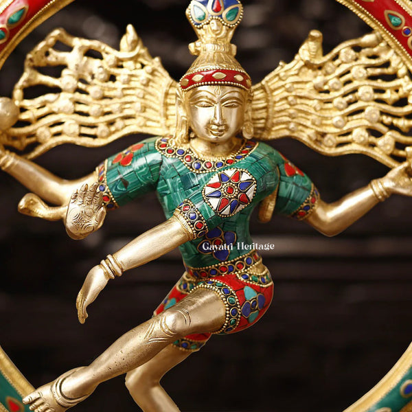 Brass Natarajan in Stone Work – Divine Dance of Lord Shiva | Gayatri Heritage