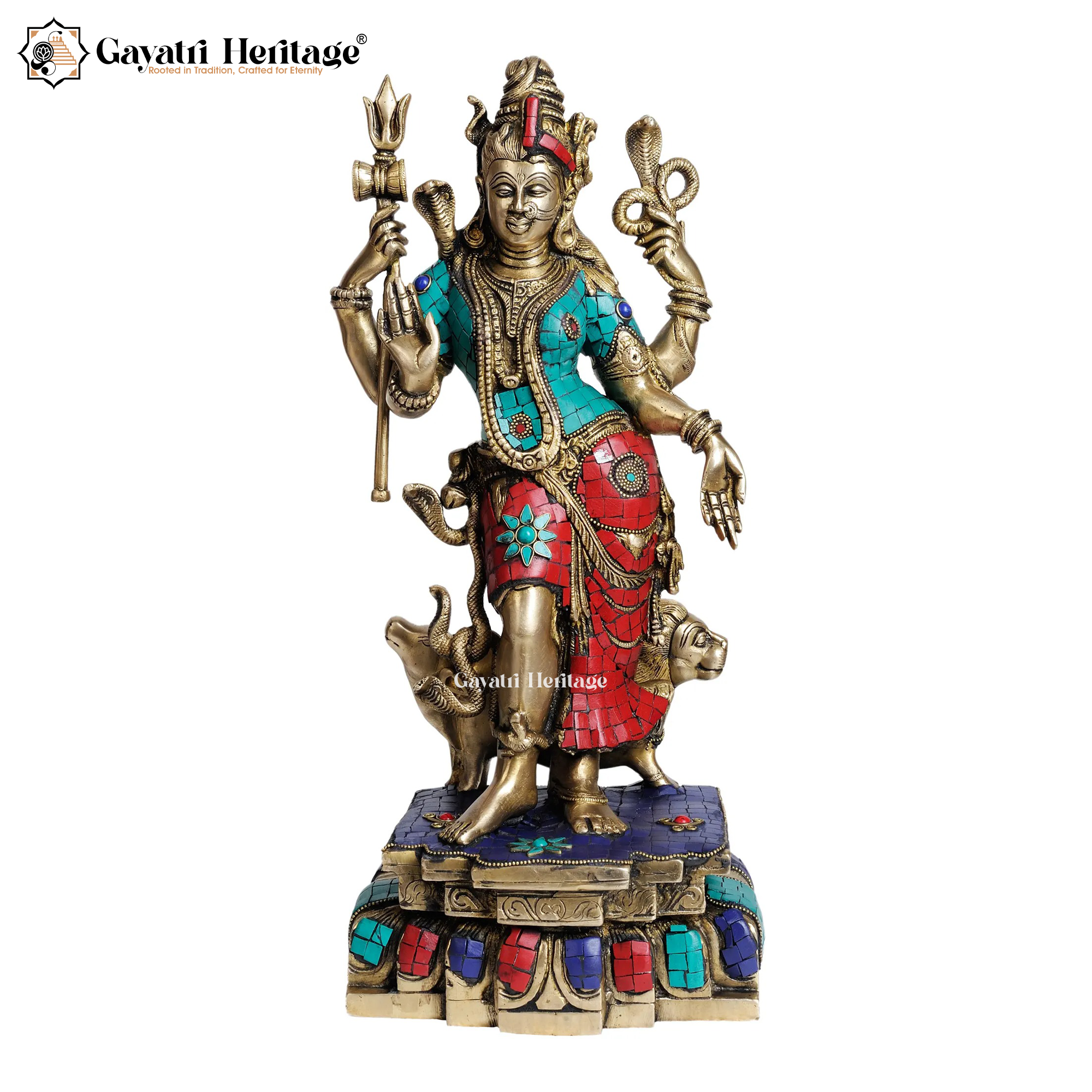 Brass Ardhanarishwar Statue – Exquisite Stone Work Art