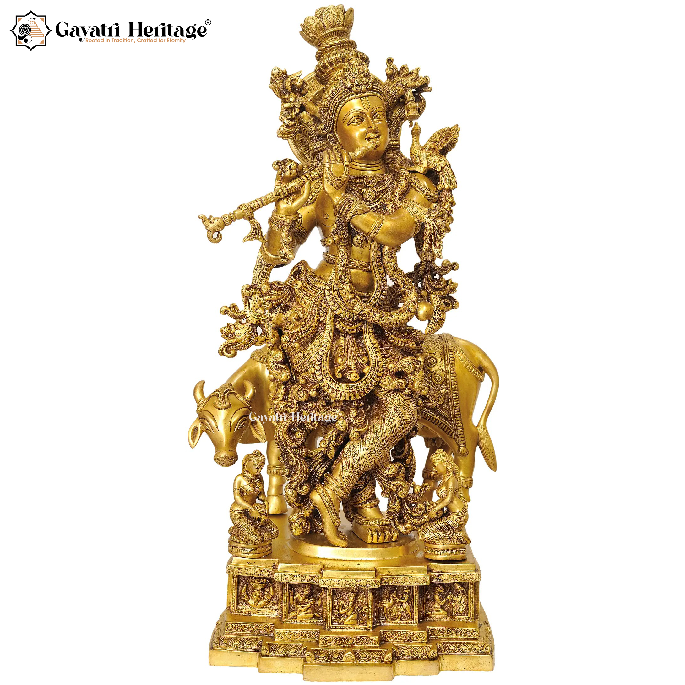 Brass Lord Krishna Statue – Divine and Graceful Idol
