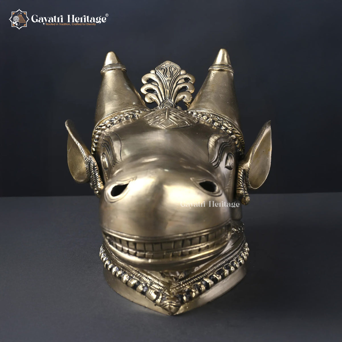 Brass Nandi Head Wall & Table Decor – Divine Bull Sculpture | Gayatri Heritage