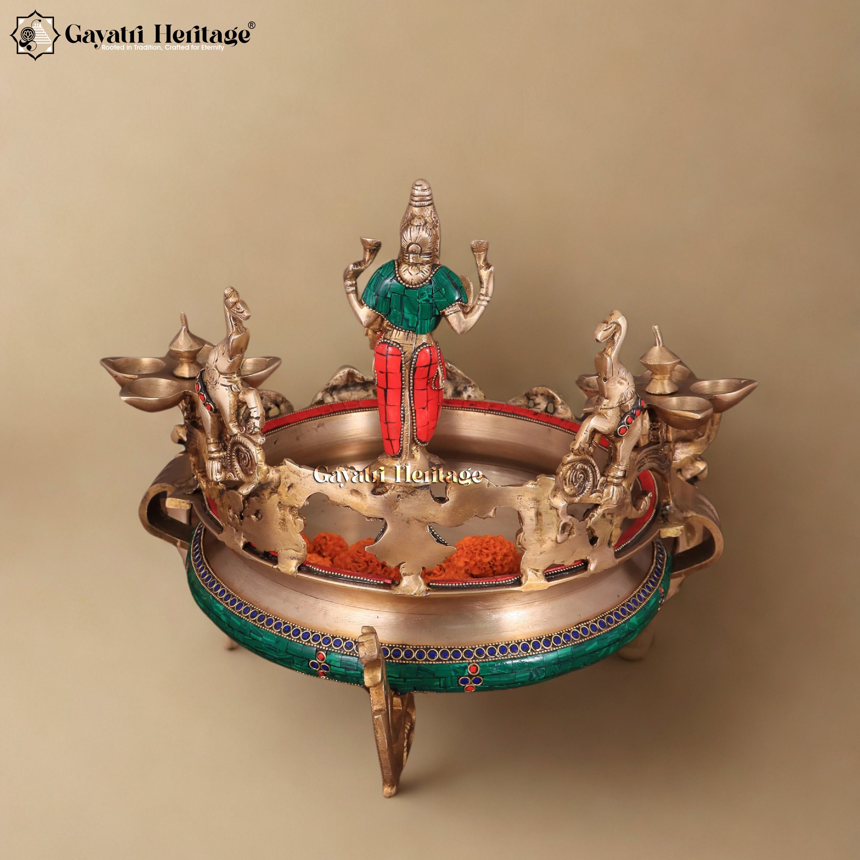 Brass Astalaxmi Urli – Sacred Religious Decor | Gayatri Heritage