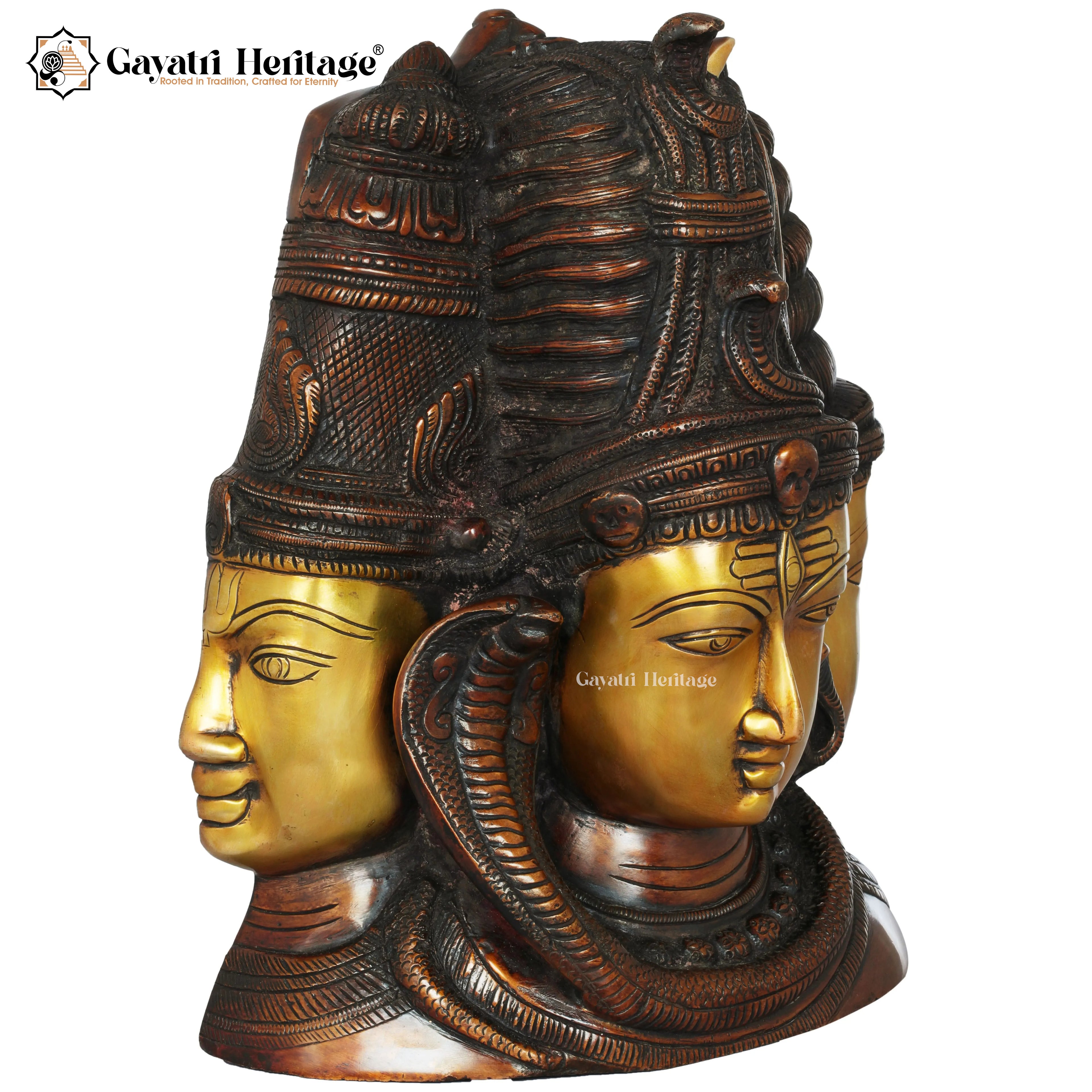 Brass Shiv Head with Parvati – Sacred Wall Art Decor | Gayatri Heritage