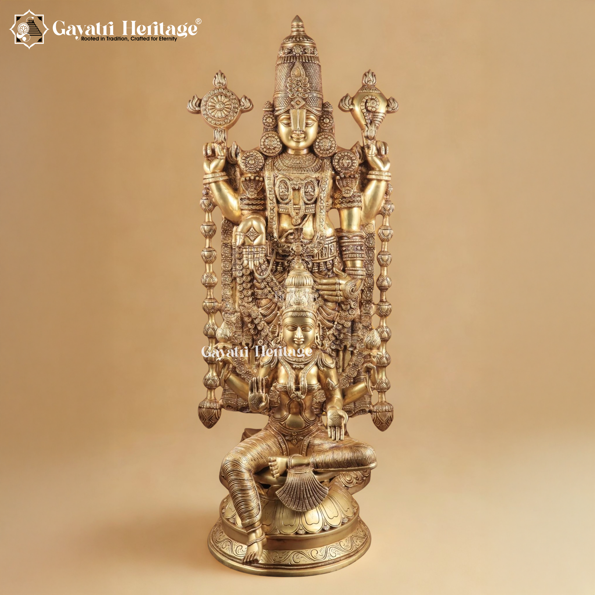 Brass Tirupati Balaji & Goddess Lakshmi – Sacred Divine Pair | Gayatri Heritage