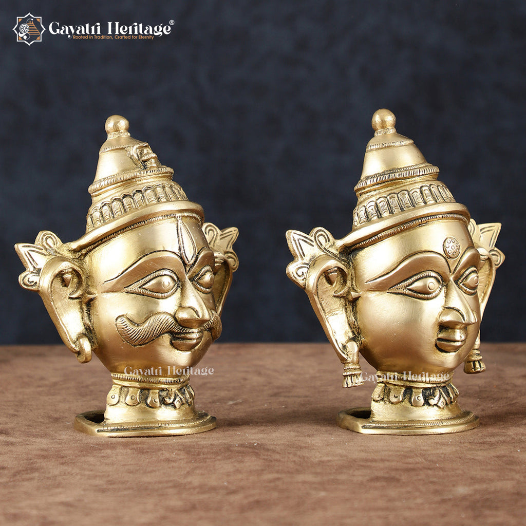 Brass Shiva Parvati Head – South Indian Temple Design | Gayatri Heritage