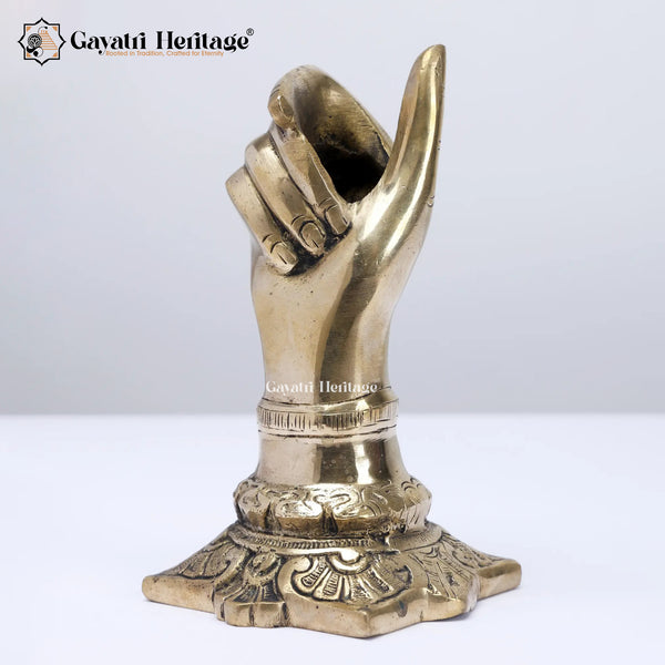 Brass Hand Design Pen Holder – Elegant Desk Accessory | Gayatri Heritage