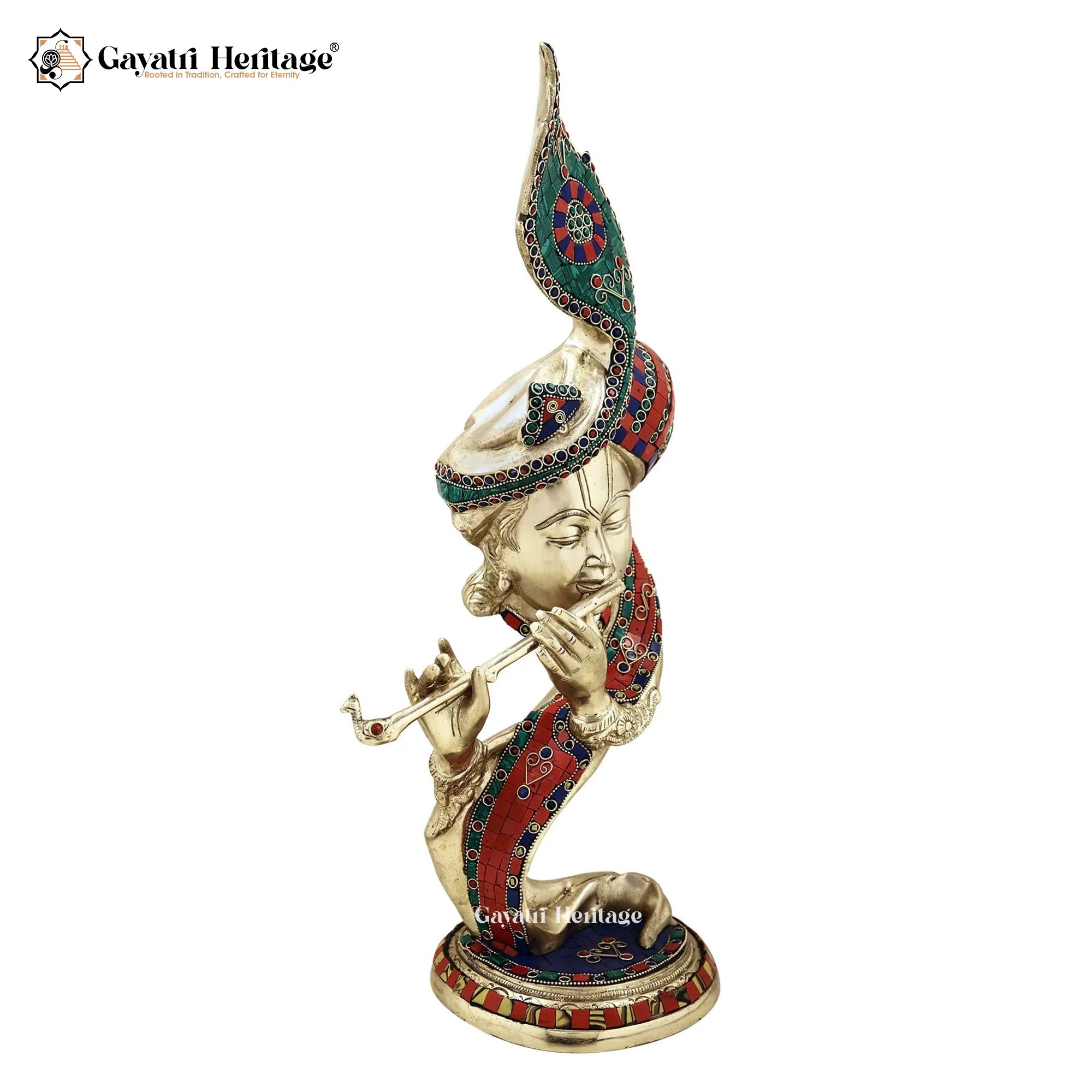 Brass Stonework Hawai Krishna – Colorful Bal Gopal Idol | Gayatri Heritage