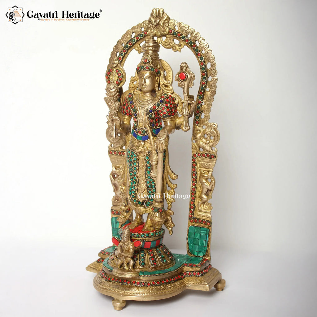 Brass Lord Vishnu Statue – Sacred Vishnu Idol for Puja | Gayatri Heritage