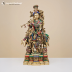 Brass Murlidhar Krishna Idol – Divine Flute Player Statue