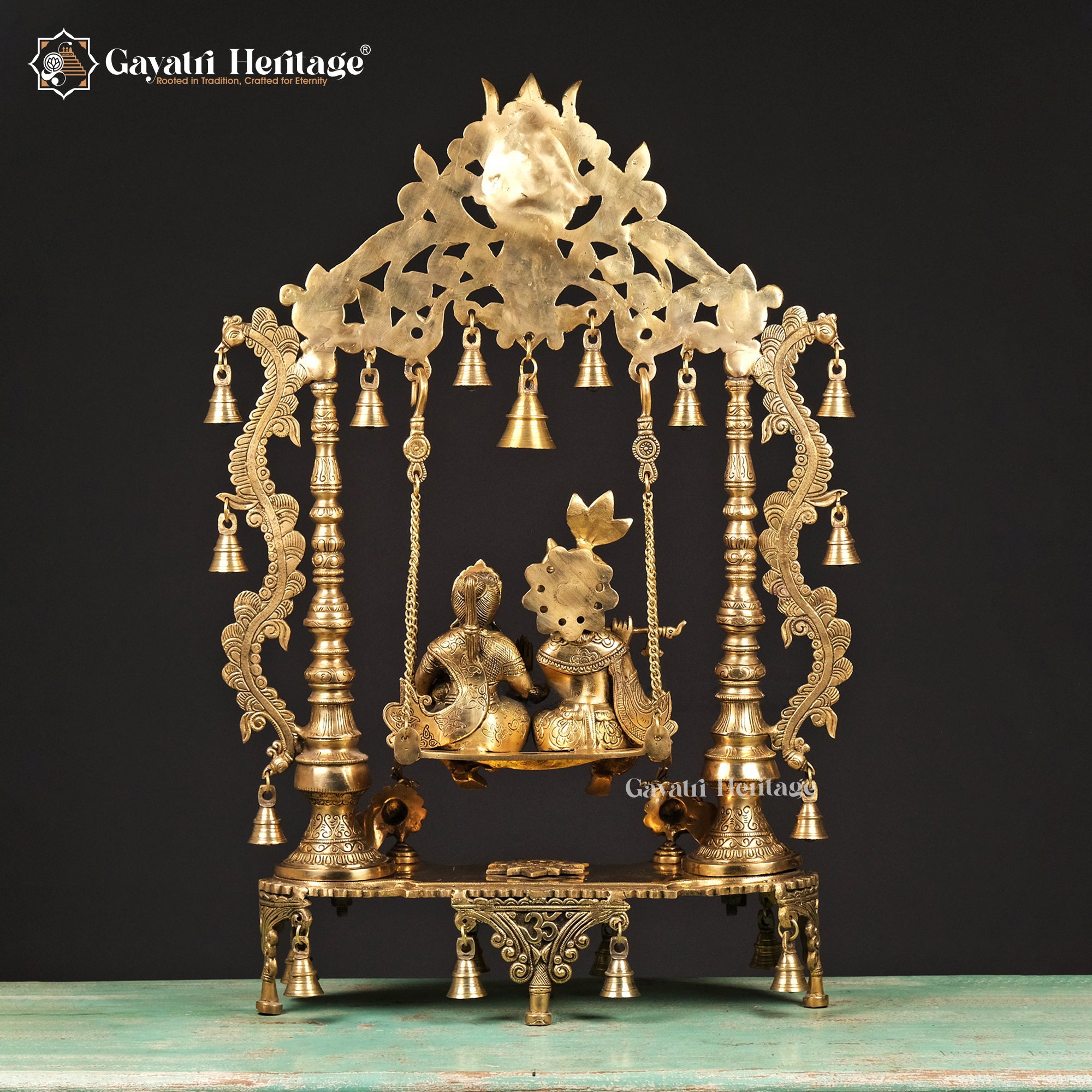 Brass Radha Krishna Jhula – Divine Swing Idol for Home | Gayatri Heritage