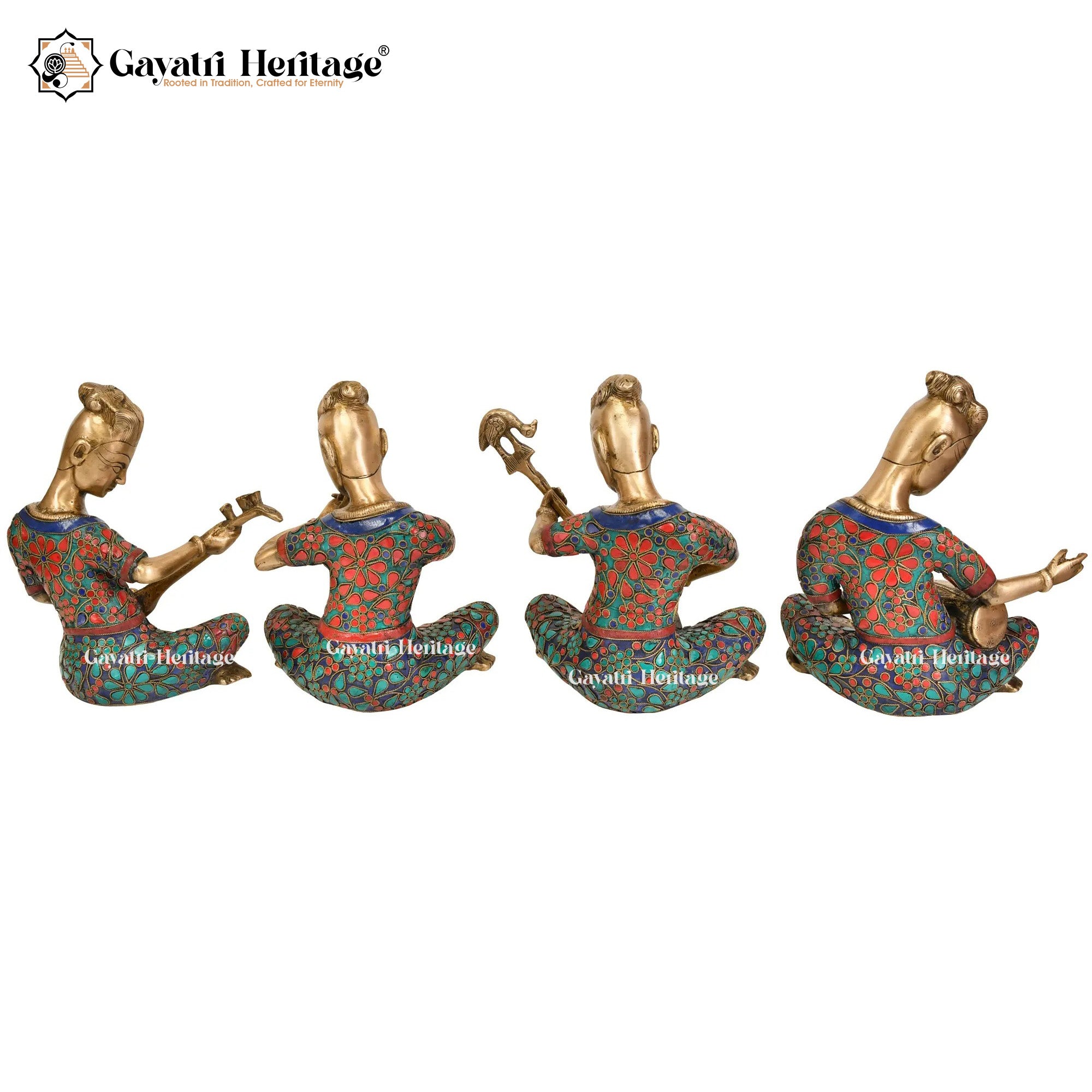Brass Musician Set – Traditional Musician Figurines for Home Décor | Gayatri Heritage
