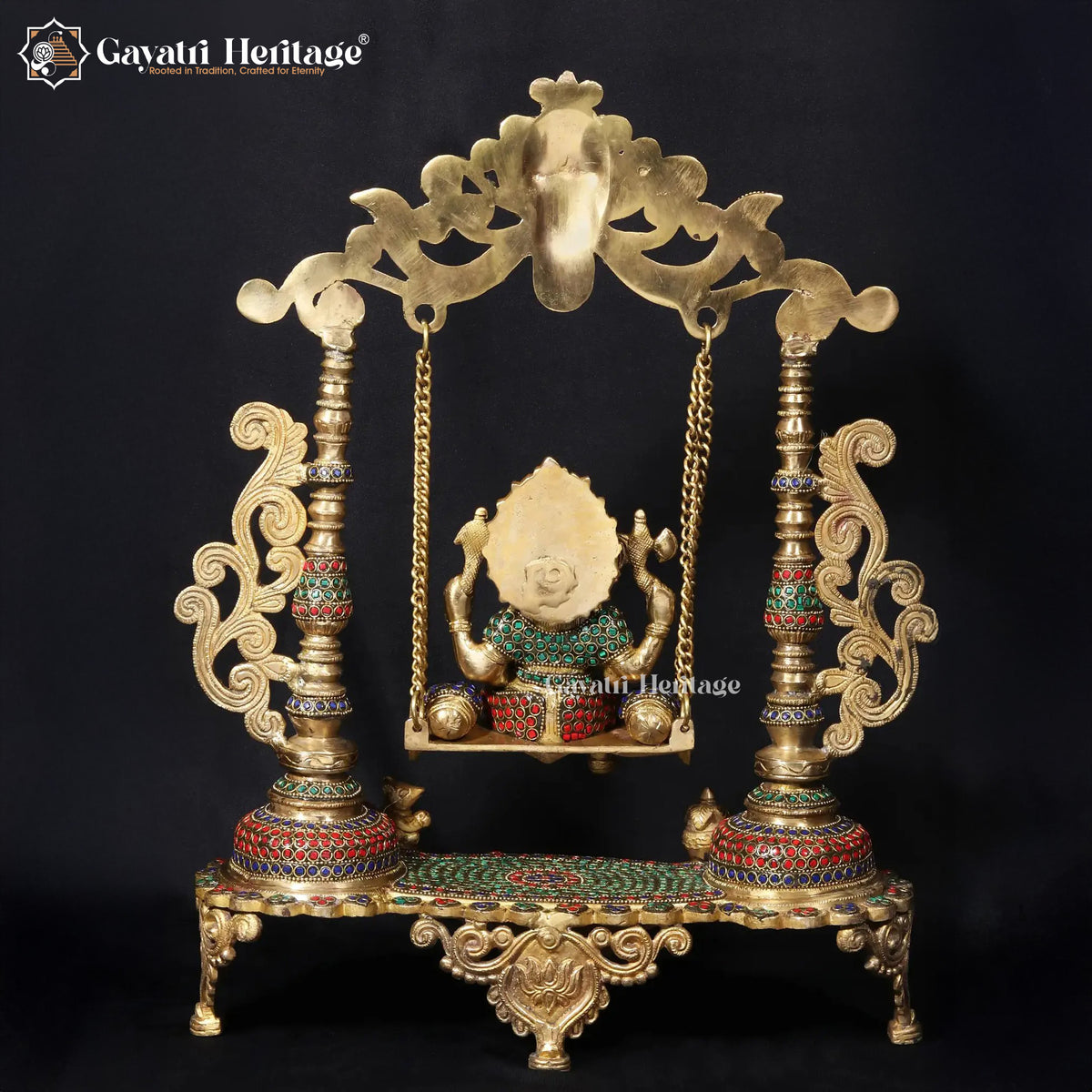 Brass Vinayagar Jhula with Stone Work – Divine Swing of Lord Ganesha
