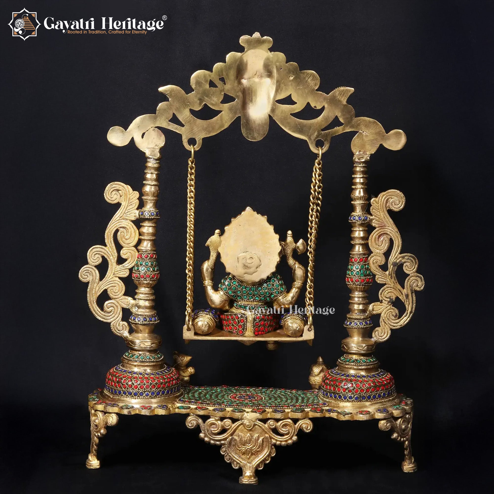 Brass Vinayagar Jhula with Stone Work – Divine Swing of Lord Ganesha