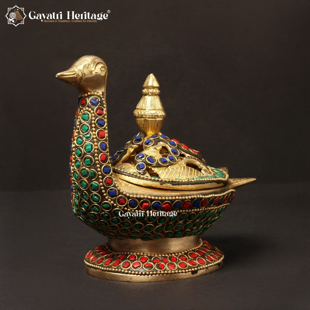 Brass Peacock Dhoop Dani – Elegant Incense Holder | Gayatri Heritage
