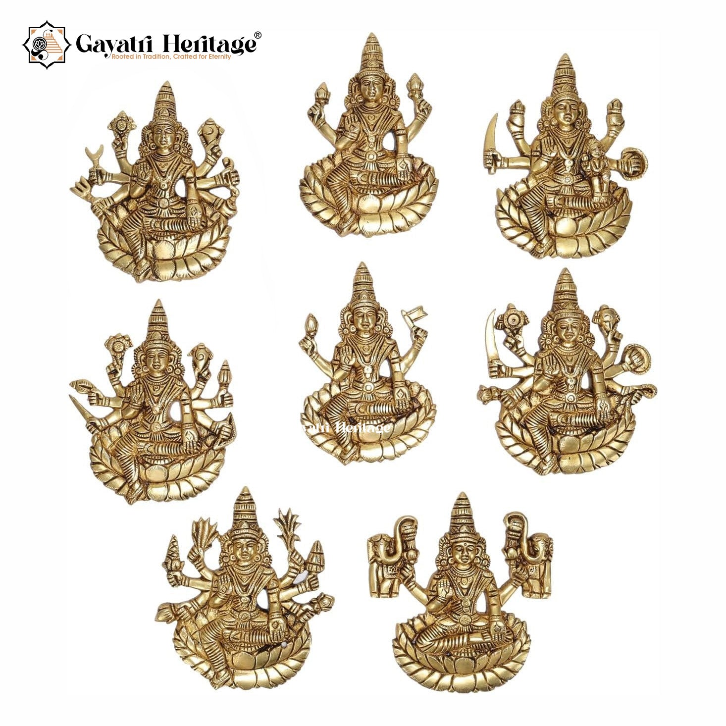 Brass Astalakshmi Wall Decor Plates – 8 Forms of Lakshmi | Gayatri Heritage