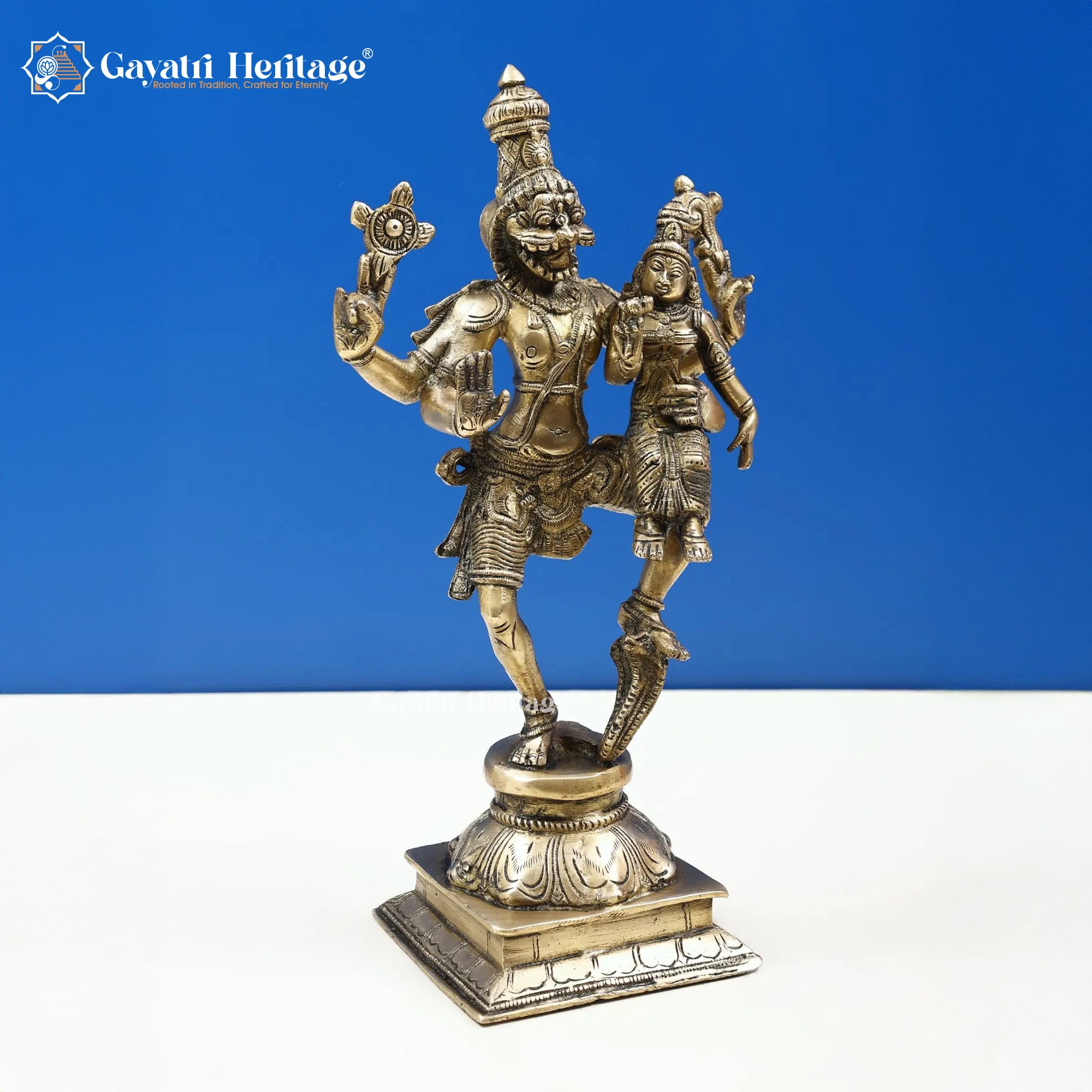 Brass Narasimha with Lakshmi – Divine Protector Idol | Gayatri Heritage